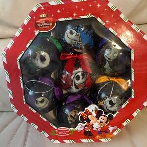 NIGHTMARE BEFORE CHRISTMAS 7 Ball Ornament Set Disney Store Jack Skellington
